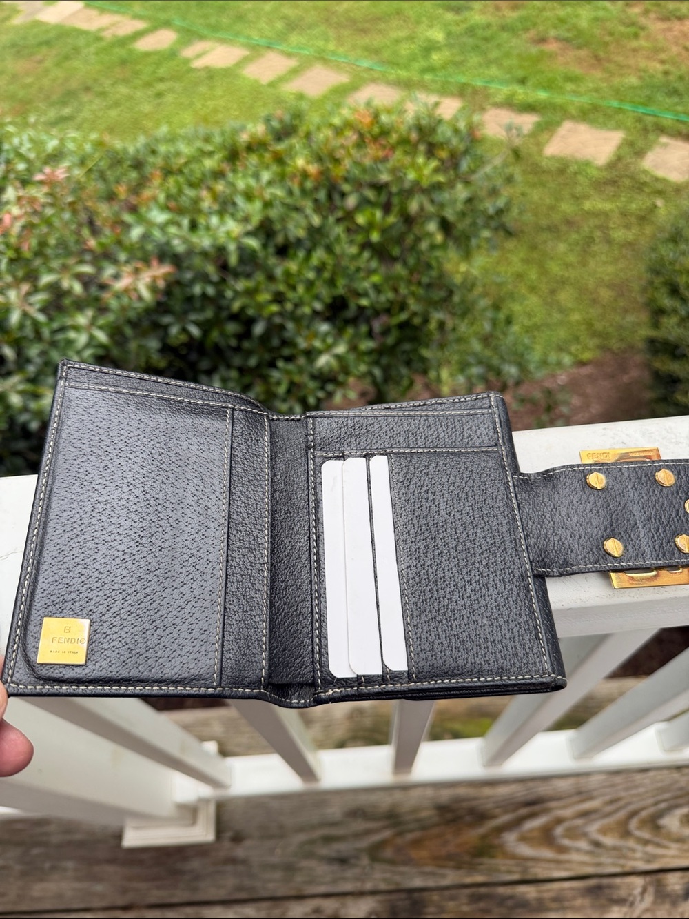 Fendi Black Leather Wallet with Silver Logo Plaque - Picture 13 of 16